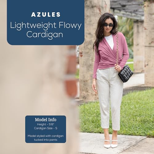 Image of Azules Long Sleeve Womens Cardigan, Thin Flowy Rayon Sweater Lightweight Cardigan for Casual or Dressy Outfits