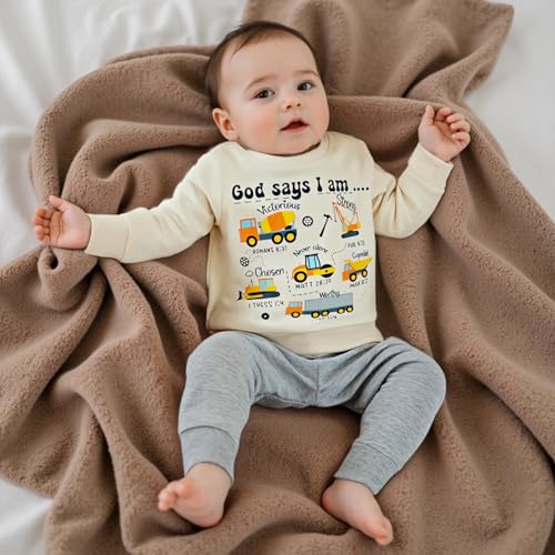 Fernvia Toddler Boy Fall Winter Clothes God Says I Am Long Sleeve Pullover Sweatshirts + Solid Joggers Pants Outfits Set2