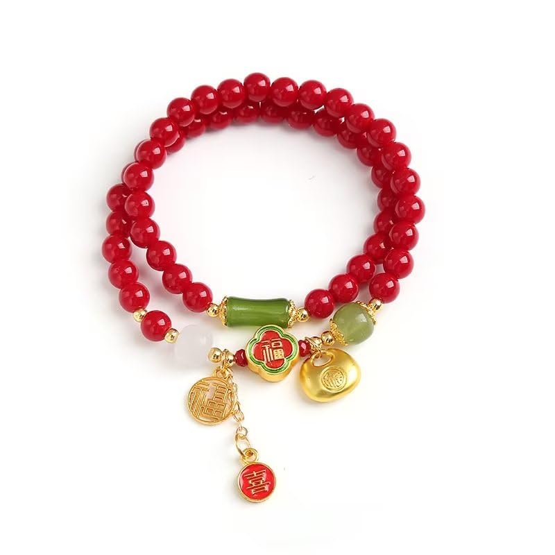 2024 New Year Bracelets Chinese Zodiac Animal Dragon Red Beaded Lucky Bracelet For Women Men New Year Jewelry Gifts