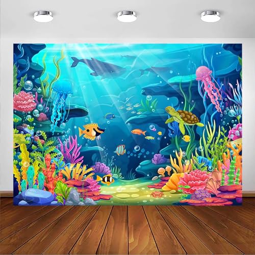 Avezano Telón de fondo bajo el mar con diseño de sirenita, fondo de fotografía de coral...