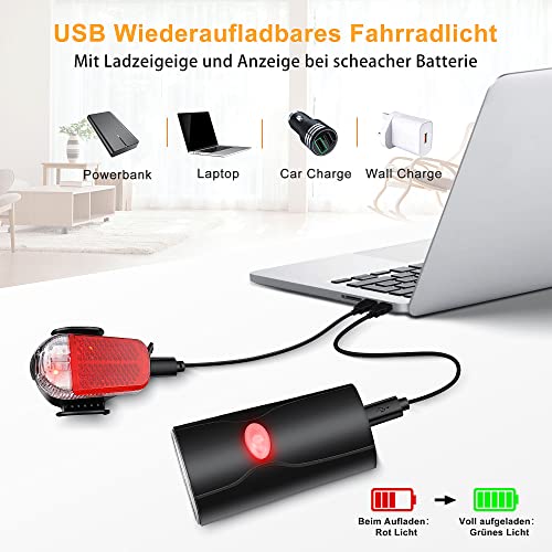 LED-Fahrradlicht-Set-STVZO-Zugelassen-Fahrradbeleuchtung-Fahrradlampe-Wasserdicht-und-USB-Aufladung-Fahrrad-Licht-Bike-Light-mit-Frontlichter-und-Ruecklicht-fuer-Kinder-und-Erwachsene