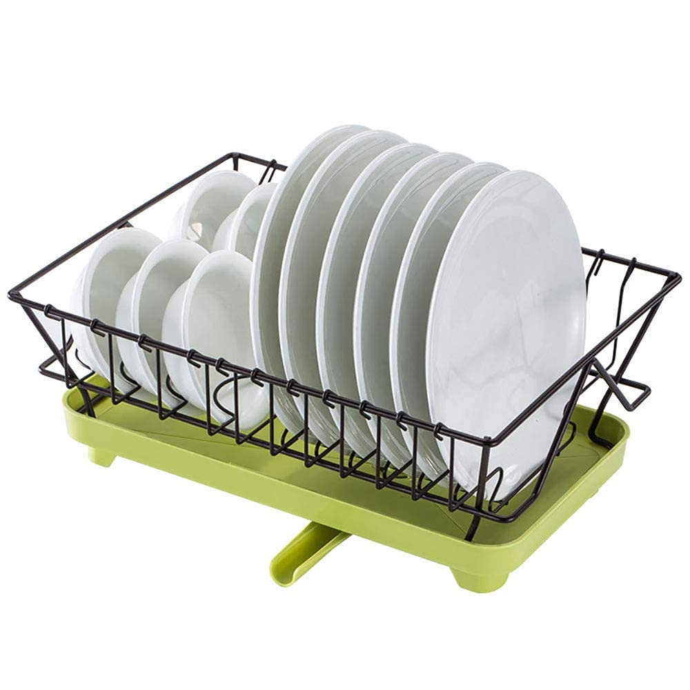 YUOdtuDX draining rack, Dish Rack with Tray, Multifunctional Wrought Iron Drain Storage Basket Stainless Steel Cutlery Holder Kitchen For Plates, Cups and