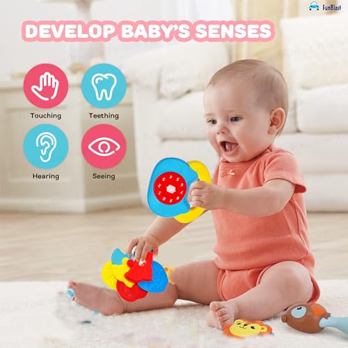FunBlast Rattles for Babies &ndash; Rattle Toys for Baby and Toddlers, Sound Rattle Toy for New Born Baby, Infants Toys, Early Development Toys for 3+ Months Babies (Pack of 4)