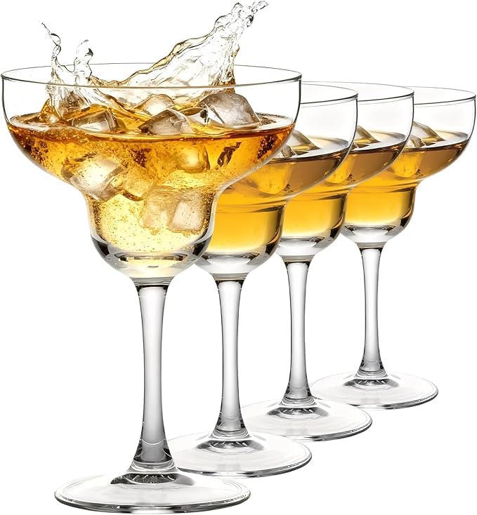 Vixtte Set of 4 Margarita Glasses 455ml, Large Cocktail Glasses for Frozen Margaritas, Daiquiris and Champagne Cocktails