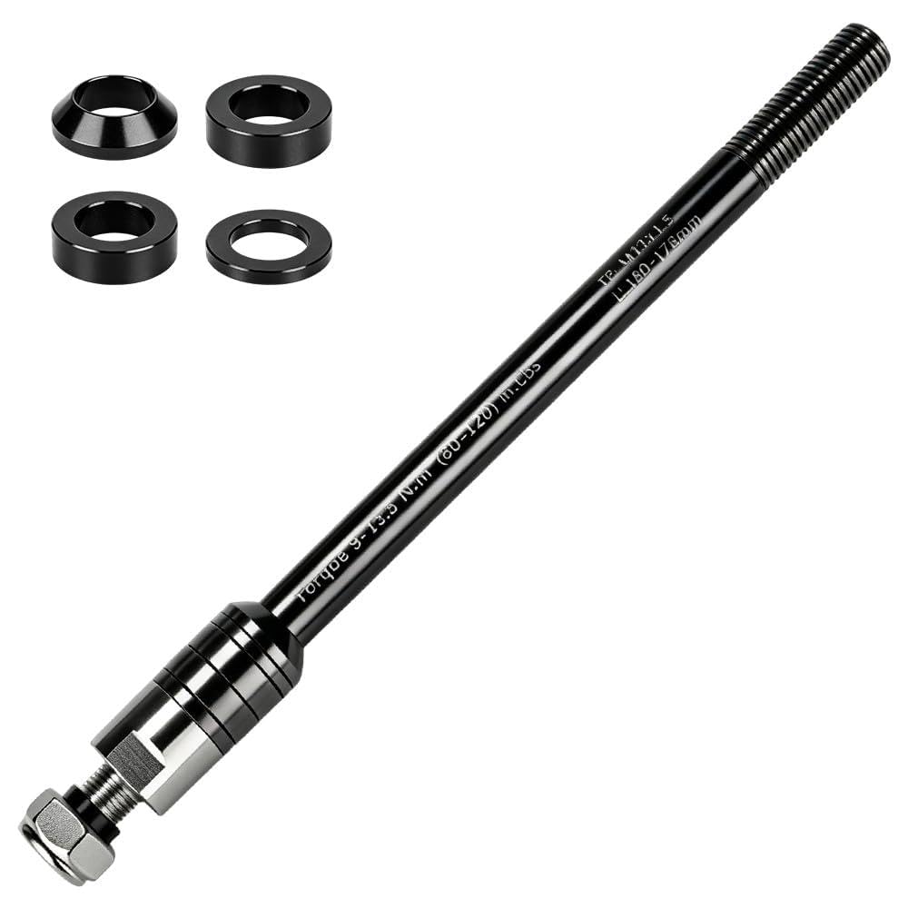 Przyczepa rowerowa na oś wtykową, M12 x 1,5 (160 – 178 mm), regulowana długość trzpienia, szybki montaż, adapter osi wtykowej, wytrzymały, lekki, kompatybilny z Thule, Qeridoo, Croozer
