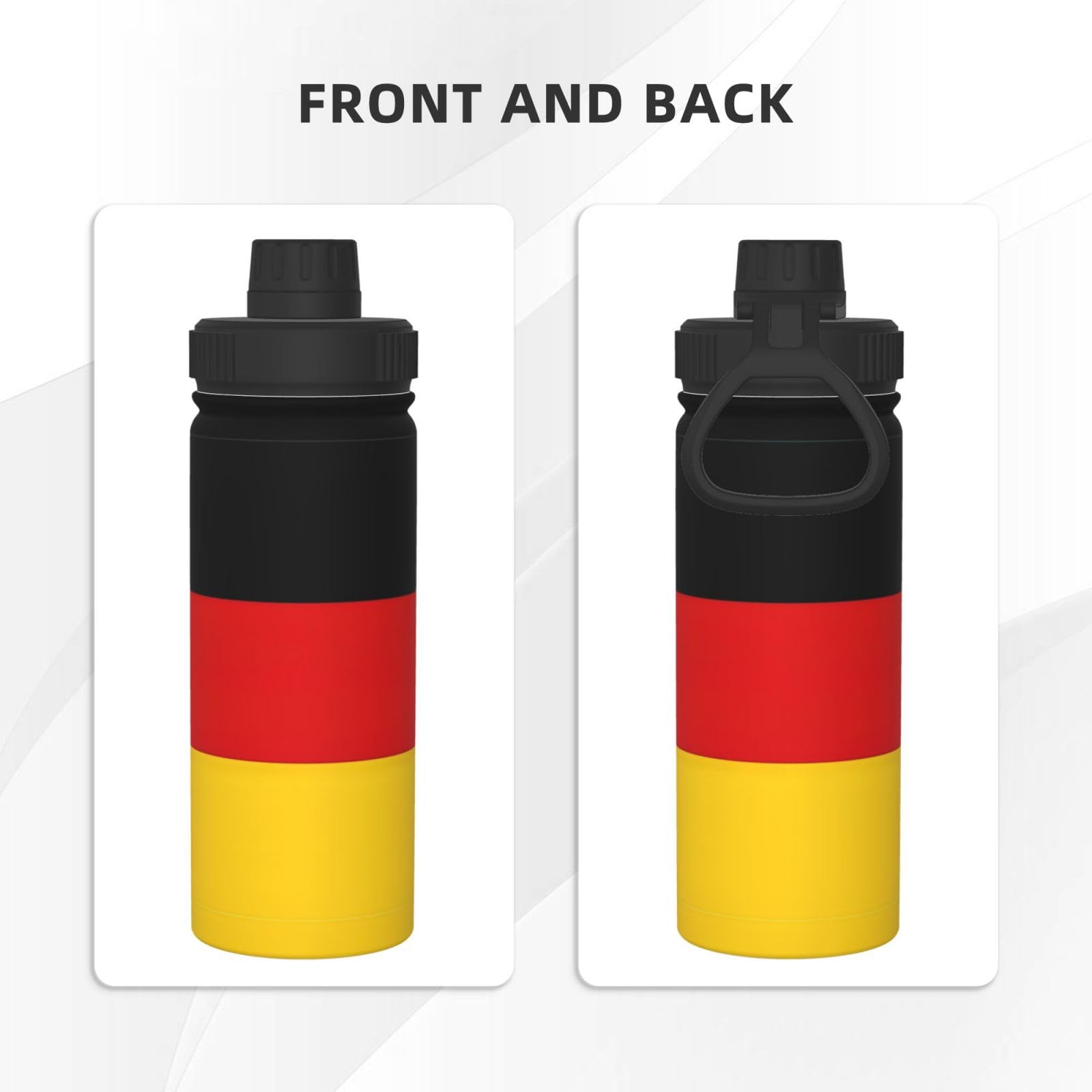 Wasserflasche mit Deutschland-Flagge, Edelstahl, doppelwandig, isoliert