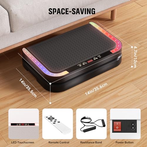 Image of Vibration Plate Machine for Lymphatic Flow & Muscle Recovery, Vibration Fitness Platform with Bluetooth & LED Modes, 440 Lb Capacity & 200 Levels for Home Use