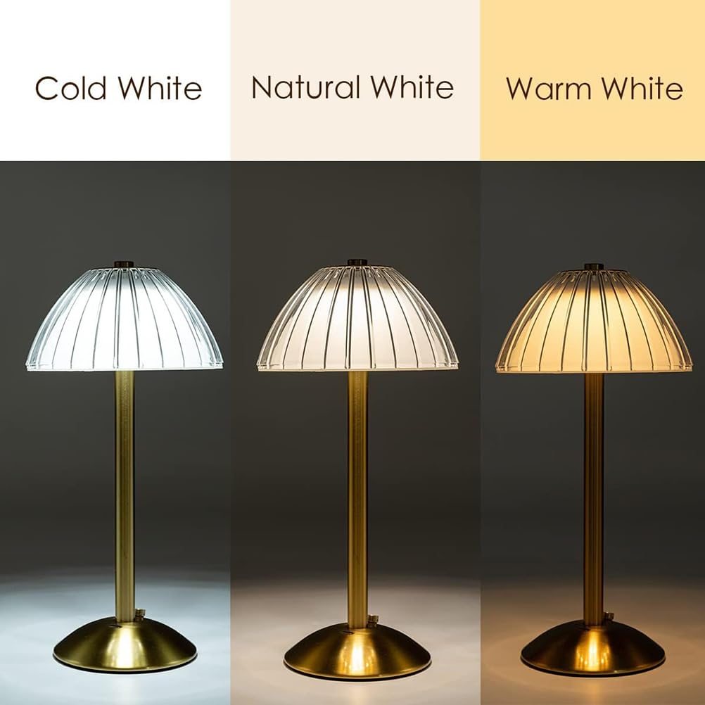 AoLa Vintage Tischlampe Kabellos Dimmbar Touch Tischleuchte Akku LED Aufladbar 1800mAh Batteriebetrieben Nachttischlampe Ohne Kabel Gold Tischlampe für Wohnzimmer Schlafzimmer Bar Hotel Zuhause
