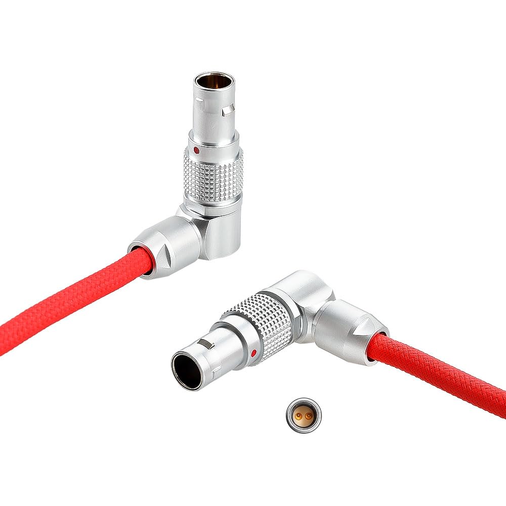 Alvin's Cables D-Tap auf drehbaren abgewinkelten 0B 2-Pin Stecker für Blackmagic Pyxis 12K | SmallRig, geflochtenes ultraweiches rotes Kabel 15cm