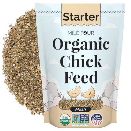 Mile Four Organic Chicken Feed Starter Chick Mash Non-GMO USA Grown 21% Protein Corn-Free Soy-Free Non-Medicated Chick Feed 2 lb Sample
