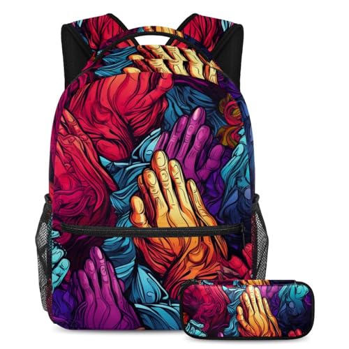Sac d'école pour enfants style Mains priantes idéal pour les journées de classe actives