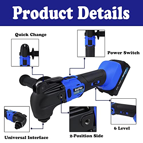 Battery Cordless Oscillating Multi-Tool, Electric Cordless Oscillating Multitools Machine with 4° Oscillating Angle, 22pcs Accessories 6 Speed Oscillating Multi-Tool for Sawing, Cutting 2 Battery Cordless Oscillating Multi-Tool, Electric Cordless Oscillating Multitools Machine with 4° Oscillating Angle, 22pcs Accessories 6 Speed Oscillating Multi-Tool for Sawing, Cutting - Image 2