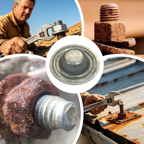 Tornillos de techo de metal con 50 cubiertas protectoras para goteras en jardines y cobertizos 6