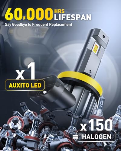 Image of AUXITO H11 LED Dual Color Bulb 80000LM, 6500K White 3000K Golden Yellow Switchback Fog Lights, 60000H Extremely Long Life, 1:1 Mini Design for Easy Installation, Pack of 2