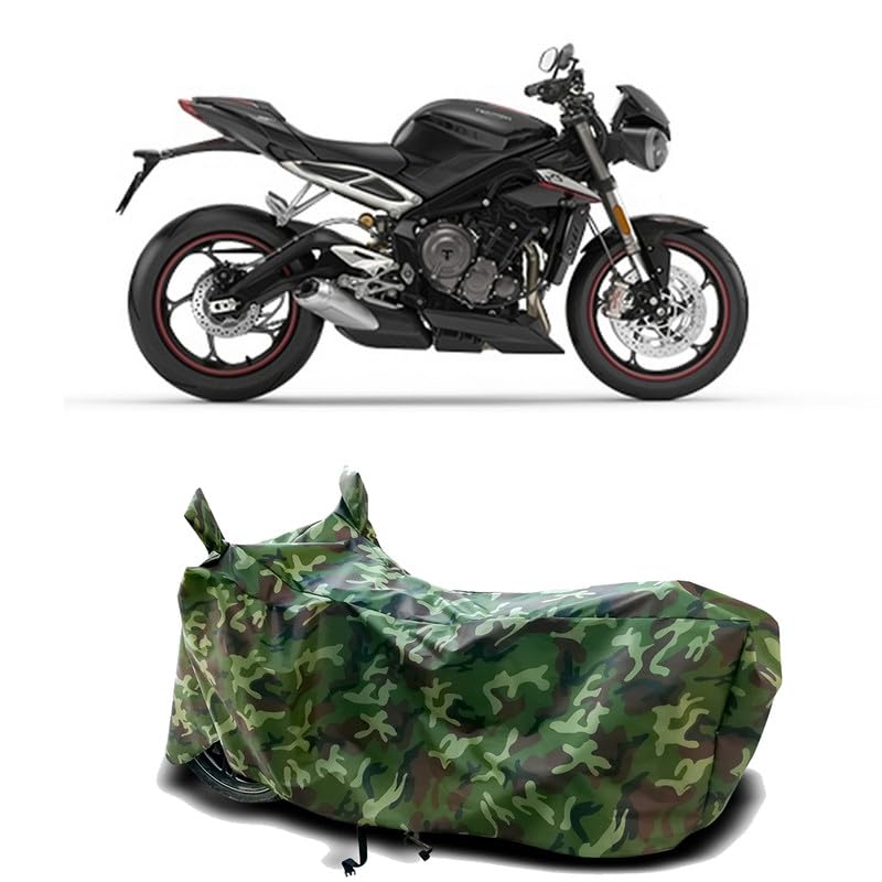 Image of DUFFEL-100% Heat Protection Two Wheeler Bike /Scooty Body Cover for Triumph Street Triple RS Water Resistance /UV-Rays /Birds Dropping /Scratchproof /Dust Proof /Waterproof[Green Jungle Print]