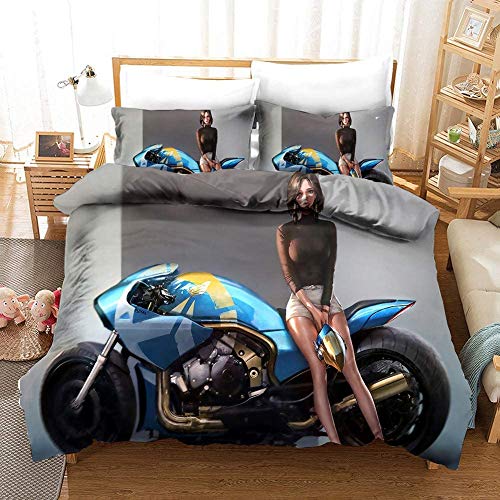 Parure de lit moto en microfbre housse de couette 135x200 cm - 2