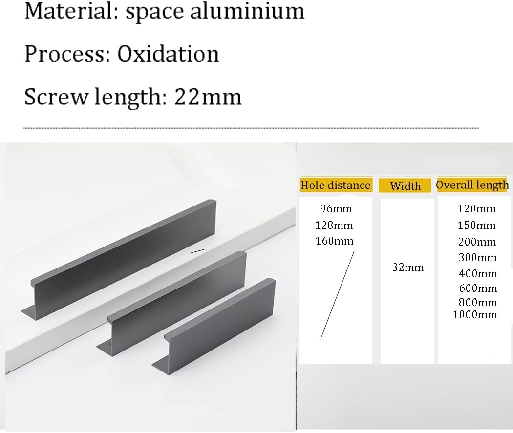 Manijas ocultas, manijas invisibles, para armario, cocina, armario, armario, borde de dedo, tiradores para cajones, pomos de muebles, color gris, 2 piezas (distancia entre agujeros de 160 mm)
