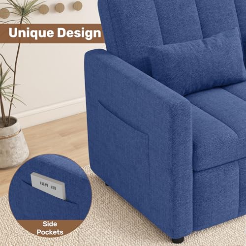 Image of Nebuaegis Sleeper Sofa Bed,3-in-1 Convertible Pull Out Couch with Adjustable Backrest for Living Room,Loveseat Sofa Bed with Side Pockets,Easy Assembly,Blue,1 PCS