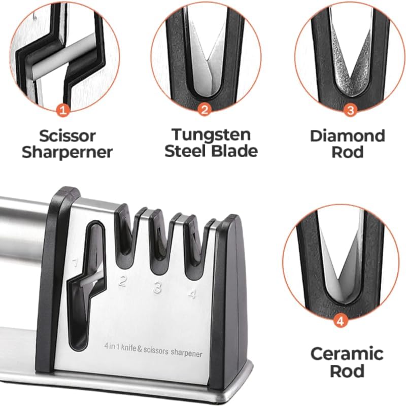 Miniatura 2 de Afiladores de cuchillos, 4 en 1, accesorios de cuchillos de cocina de chef, herramienta de afilado de cuchillas y tijeras, afilador de cuchillos