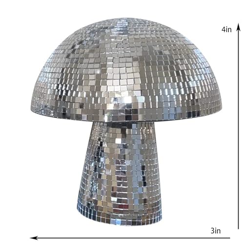 U-D Creative Mushroom Disco Ball Mirror Glitter Retro Silver For Party Stage Props Bedroom Dining Table Decor Shape Home Art Decorations Gift (S-4In), (P15) #TOP6