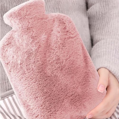 ASSUGO wärmflasche groß 2L, wärmflasche mit bezug flauschig, hot water bottle geschenke für frauen, weihnachtsgeschenke wärmflasche lange warm...