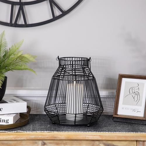 Large Geometric Iron Hurricane Candle Lantern - 11.25