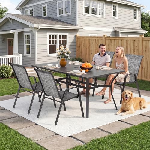 Image of Outdoor Patio Chairs Set of 8 Stackable Dining Chairs All-Weather Textilene Furniture Set for Pool Deck, Backyard, Garden