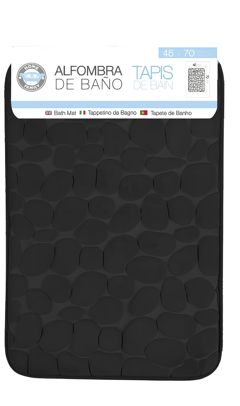 FORNOR 24555 Alfombra BAÑO Piedra Negra 45 x 70 cm