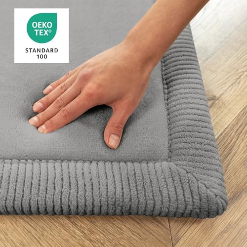Image of Hakuna Matte CloudSoft Baby Play Mat for Floor 40 inch x 60 inch Dark Gray | Coral Velvet high-density foam Rug for Crawling & Cozy Play - Non-Slip, Water-Resistant, Easy-Care Tummy Time Mat