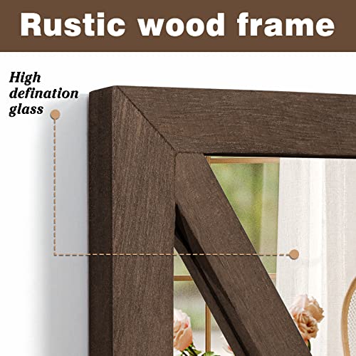 Honiway Farmhouse Wall Decor Mirror 2 Pack 15 X10 In Wood Window Frame Mirror Decorative Mirror For Wall Decor Room Decor Home Decor At Bedroom Bathroom Living Room Weathered Walnut #TOP4