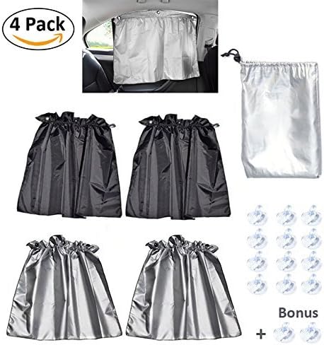 Easy to Install or Remove Universal Fit Cars Suv 4 Pcs/Set Car Window Shades Valance UV Sunshade Drape Visor Car Window Curtain with Suction Cups