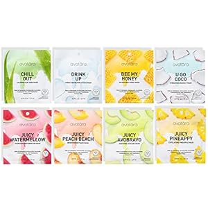 Avatara – Sheet Mask Set, Face Mask Skincare Variety Pack of 8, Facial Mask Set for Hydration, Exfoliation, and More, Face Mask Skin Care, Sheet Masks Made with Tencel Fibers, Teen Skincare