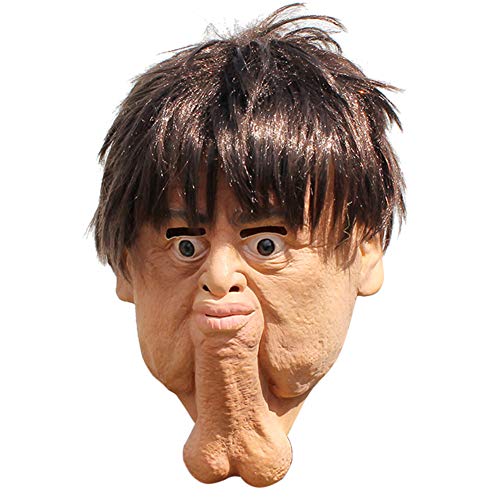 Máscara engraçada de cabeça de látex de queixo duplo para festas personalizadas de Halloween, máscar