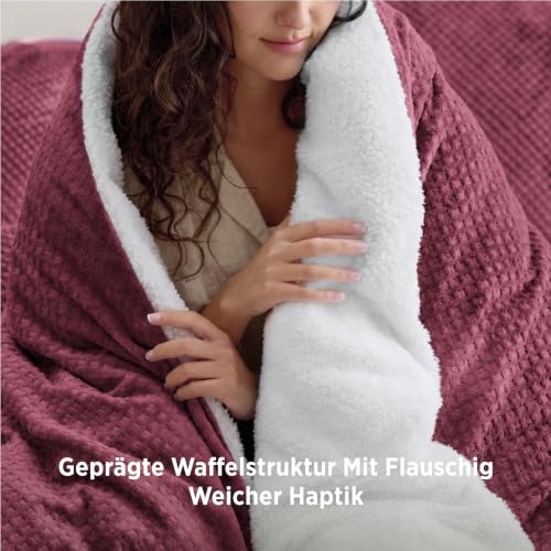 BEDSURE Flanell Bettwäsche 135x200 2tlg. - Weinrotes Set, 80x80 Kissen – Ansicht 2