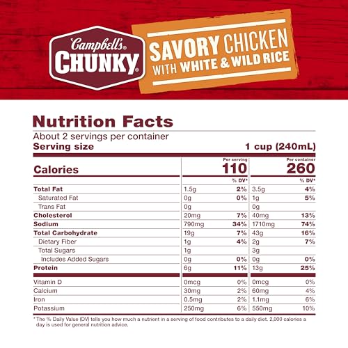 Image of Campbell's Chunky Soup, Savory Chicken with White and Wild Rice Soup, 18.8 Oz Can (Pack of 2)