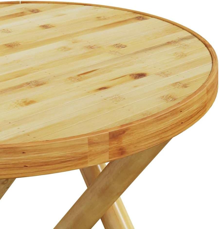 Garden Table Natural Bamboo Foldable Round Patio Table 17.7 Inch Diameter Small Outdoor Bistro Table Side Table for Balcony and Terrace
