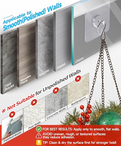 Image of Self Adhesive Heavy Duty Wall Hooks for Hanging Transparent Stainless Steel Waterproof Hooks for Kitchen, Bathroom, Home & Office (Hanging Photo Frames)