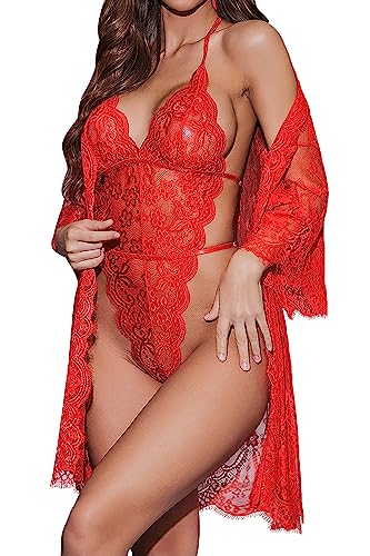 Lingerie sexy femme ensemble kimono dentelle élégant et nuisette de nuit