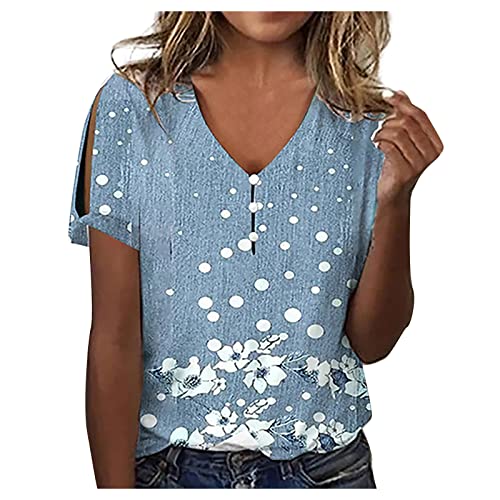 Long Blouses for Women Womens Marble Print Casual T-Shirt Hollow Short Sleeve Blouses Tshirts V Neck Summer Tee Tops Cute Fashion Clothing Racer Back Tank Tops Womens