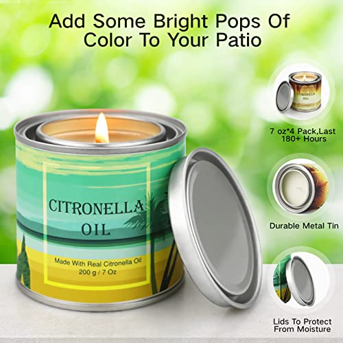 Citronella Candles Outdoor Indoor, 4 Pack 7 Oz Scented Jar Candles Set Aromatherapy Long Lasting Soy Wax For Summer Home Garden Patio Balcony #TOP5