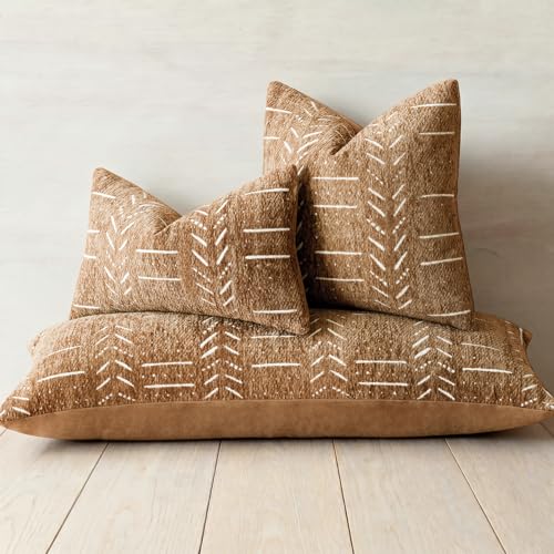 Image of Foindtower Set of 1 Decorative Chenille Jacquard Throw Pillow Cover Textured Farmhouse Body Cushion Covers Modern Boho Accent Home Decor for Sofa Chair Couch Bedroom Living Room,14x36 Inch,Bronze