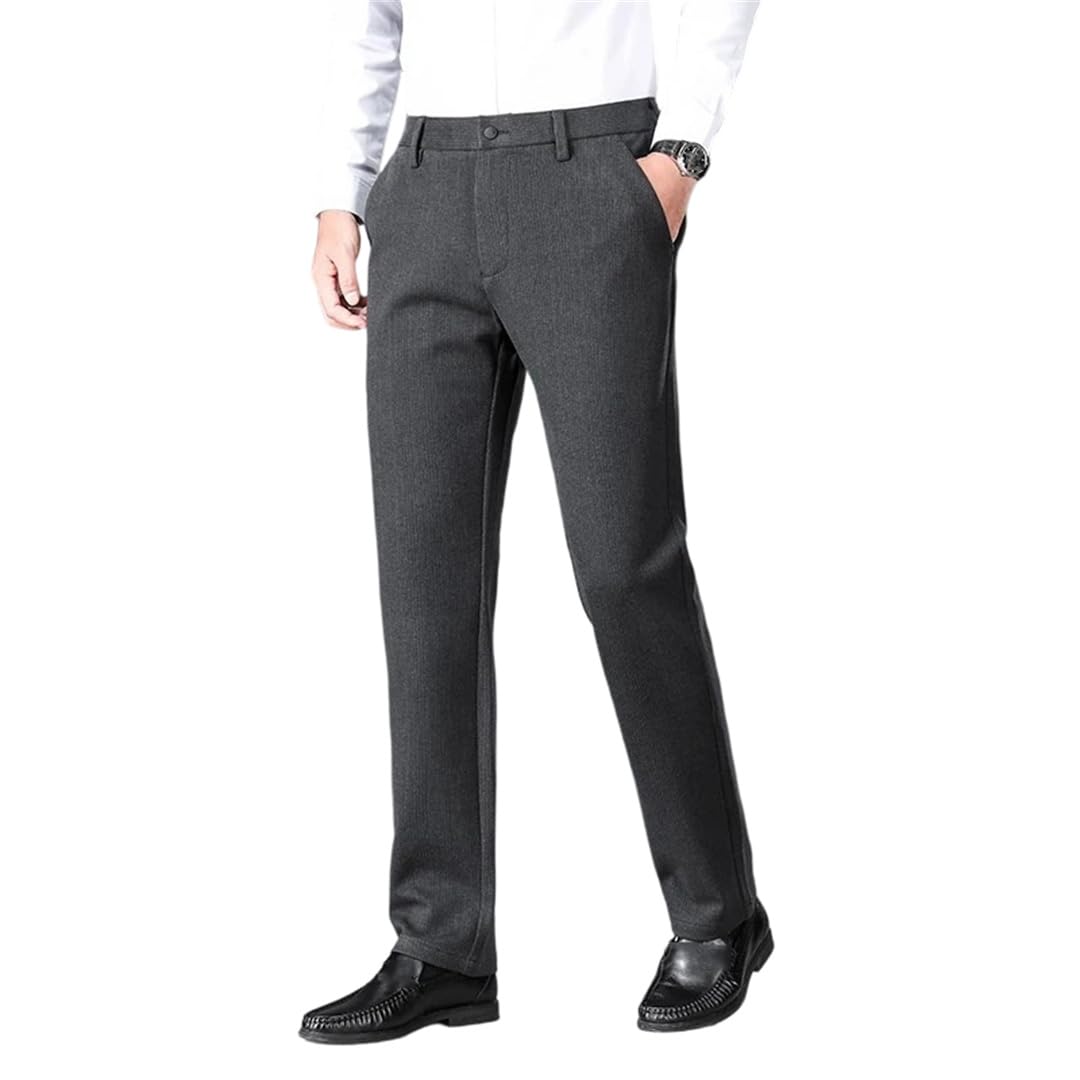Mens Wool Dress Pants for Business Casual Winter Wear Warm Comfortable Work Trousers for Professionals