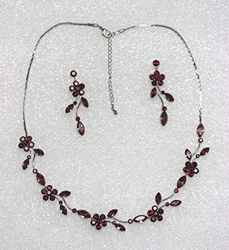 Image of Faship Gorgeous Rhinestone Crystal Floral Necklace Earrings Set