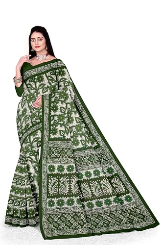 Image of TAMAIRA FASHION Mulmul Pure Cotton Saree For Woman Floral Batik Printed |Office Wear Daily Wear Sarees For Women Without Blouse Piece (Available in 16 Colours)
