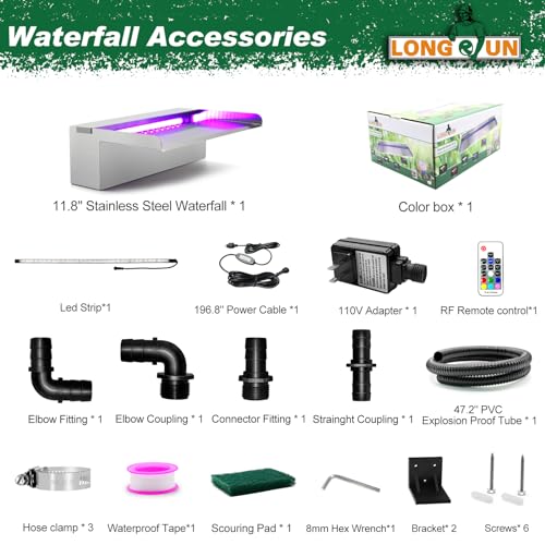 LONGRUN 30cm Pond Waterfall Blade with LED Light, view 2