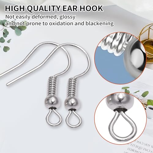 300Stück Ohrringe Selber Machen Set,925 Silber Hypoallergene Ohrhaken,Ohrring Haken,Ohrringe Basteln Set,mit Durchsichtigen Gummi Ohrstopper Und Spule Ohrringhaken für Diy Ohrhänger Schmuckherstellung