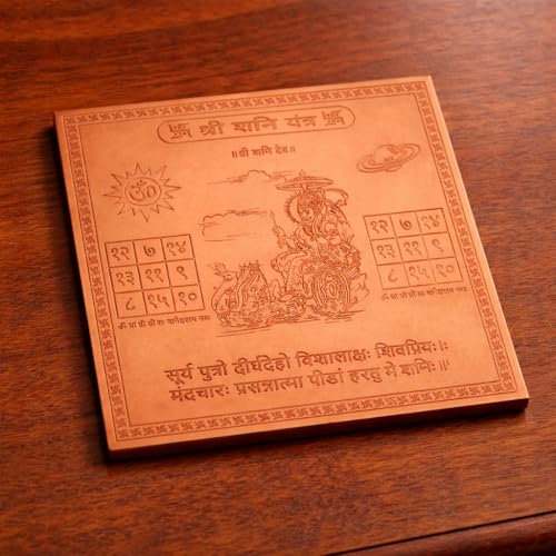 Image of Shree Shani Yantra Yantra Orignal - Copper - (3 X 3 inches, Brown)