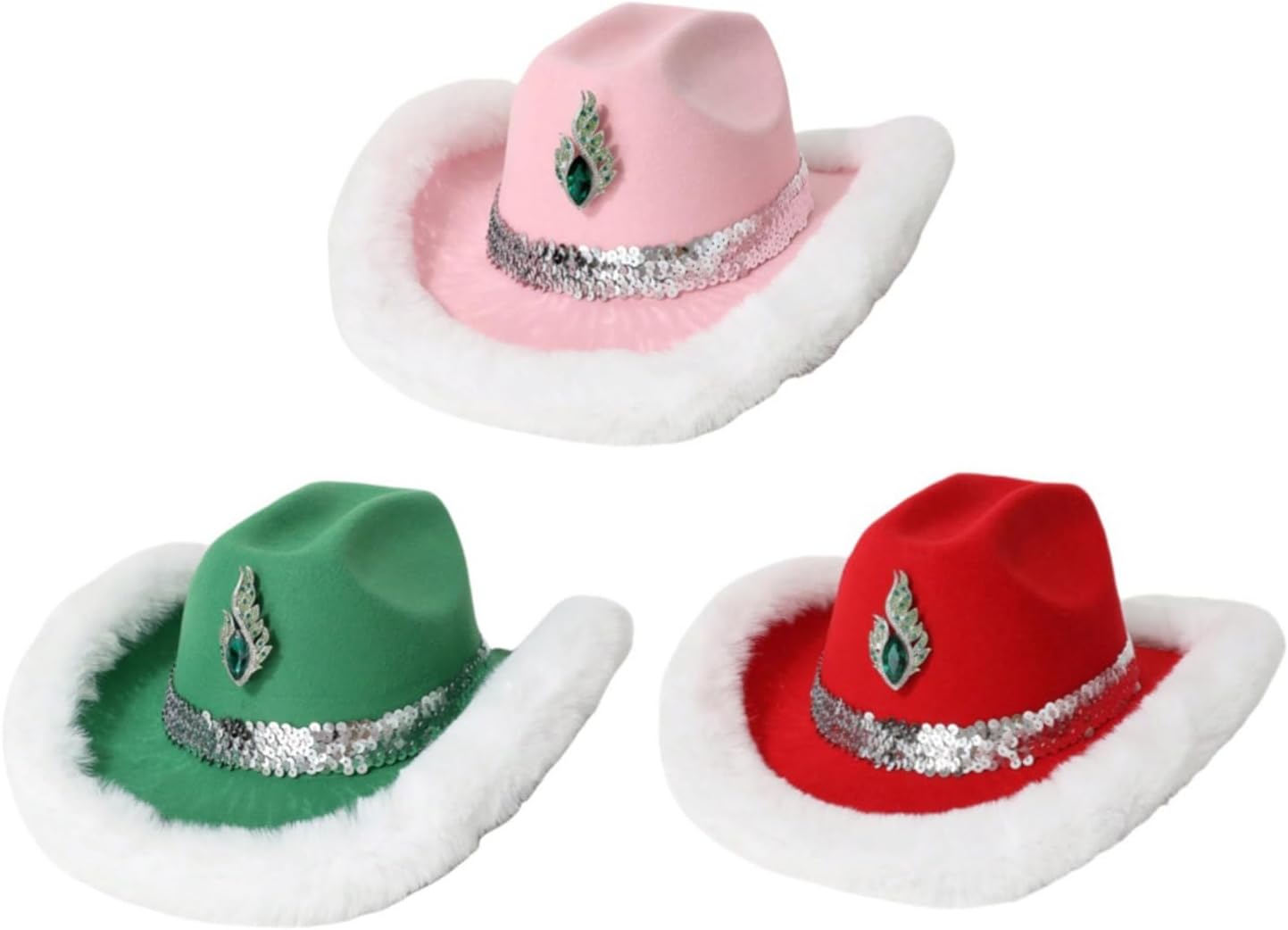 Cowboy Hat,Furry Homburg Sequined Hat Belt for Women Men Photo Props Western for Men Women Unisex Wear Headwear