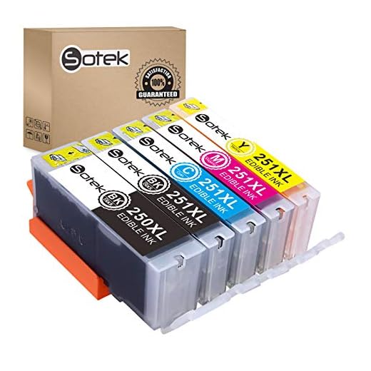 Sotek 250XL 251XL 250 251 XL C A K E Ink Cartridges 5 Color, Work with Pixma mx922 MG7520 MG7120 MG6620 MG5620 iP8720 MG6420 MG6320 MG5420 IX6820 iP7220(BK/BK/C/M/Y)