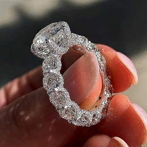 Luxury Round Cubic Zirconia Rings for Women Bridal Wedding Band